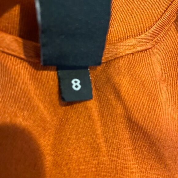 Zero + Maria Cornejo Iro Dress Rusty Orange Shift with Asymmetic Slit Hem Size 8 - Picture 9 of 12